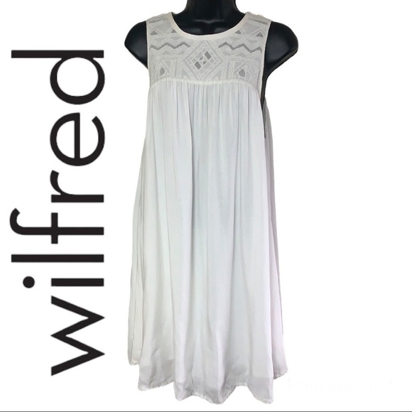 Aritzia Wilfred White Allier Embroidered Shift Dress Size S - Picture 4 of 16